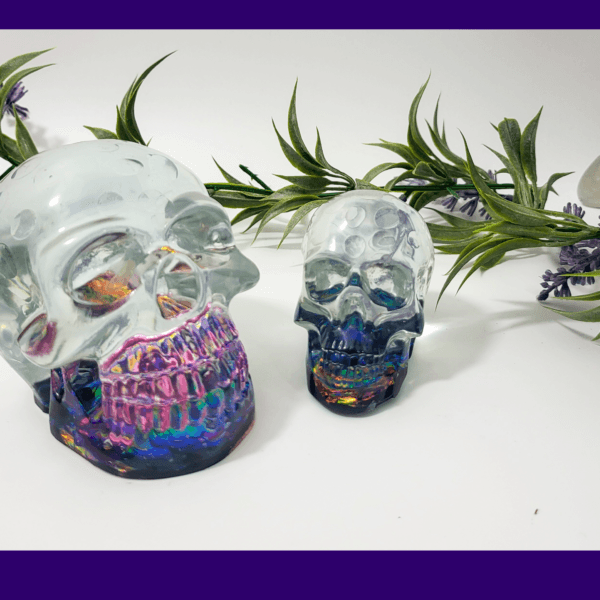 Spectral Skull – Multicoloured Clear Resin Skull with Dichroic Effect