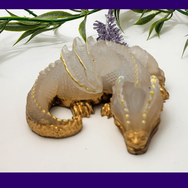 Guardian’s Slumber – Handcrafted Resin Sleeping Dragon in Bronze & Gold Effect
