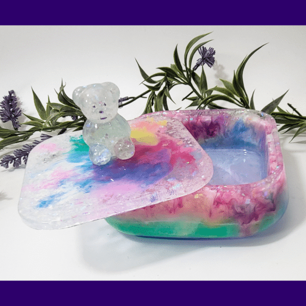 Candy Core Resin Box – Pastel Storage with Teddy Bear Handle