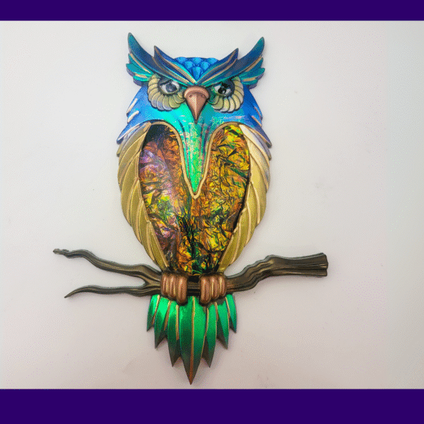The Starlit Sentinel – Copper & Dichroic Owl Art