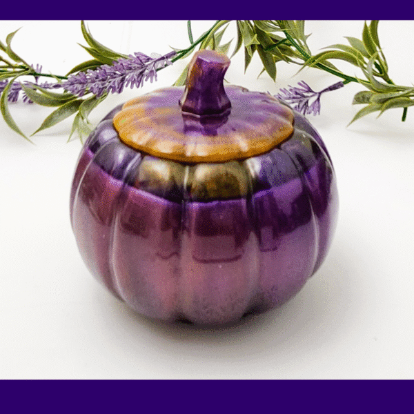Resin Pumpkin Pot – Orange & Purple Swirl Halloween Jar