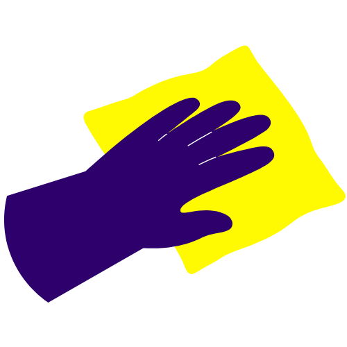 Kirnix Creations care instructions icon – yellow cleaning symbol with sparkle