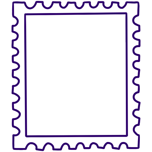 Kirnix Creations return shipping cost icon – PURPLE postage stamp