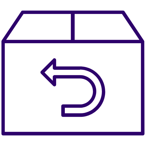 Kirnix Creations undeliverable parcel icon – PURPLE return arrow on box