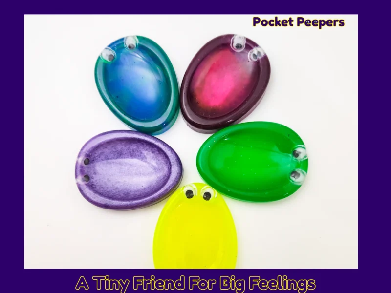 Group photo of all five Pocket Peepers characters