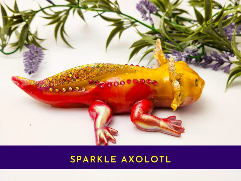 Side view showing glitter spine and gemstone details