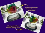 Two-photo graphic of the encased rose dome with text describing it as a timeless gift and a lasting symbol of love.