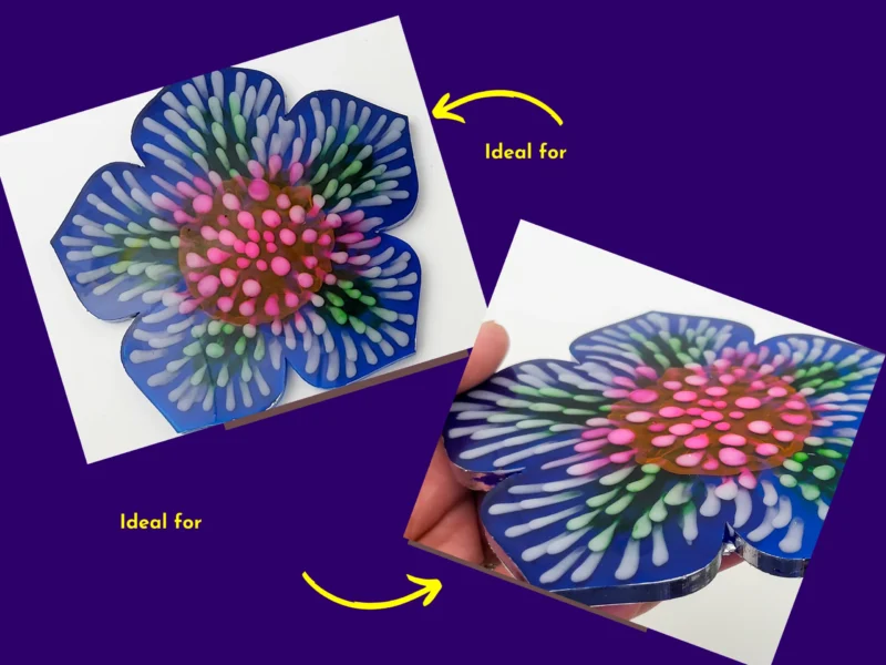 “Lifestyle images of the firework bloom resin coaster showing how it can be used for décor, gifting or display.”