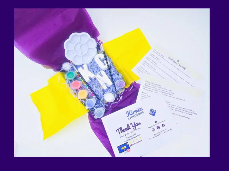 Paint Your Own Letters Kit with 5 personalised letters, paints and craft supplies by Kirnix Creations