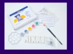 Full contents of Paint Your Own Name Kit including 5 letters, paint strip, brushes, glitter and instructions