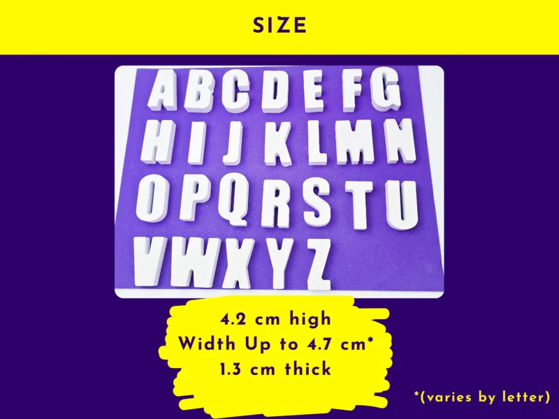 Letter size dimensions 4.2cm high, up to 4.7cm wide and 1.3cm thick